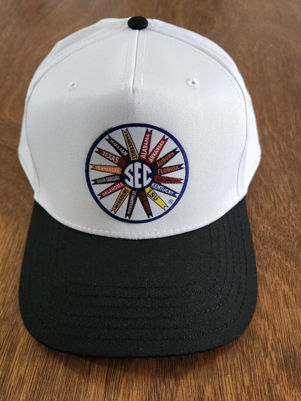 Men's NCAA Sec Pinwheel White Black Hat Otto Cap Adjustable Snap